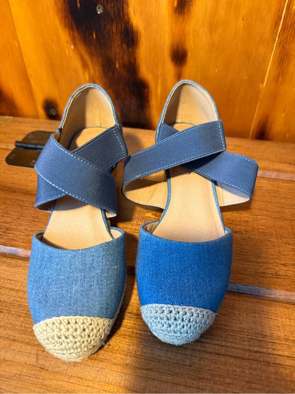 Dream Pairs Blue Denim Espadrille Wedge Sandals